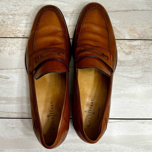 Cole Haan X Air Mens Giovanni Penny Loafer Leather Shoes Sz 9.5 Brown Classic - Picture 9 of 12